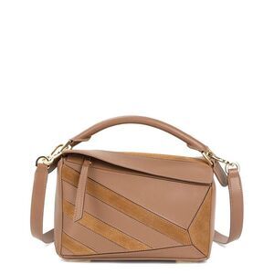 Tiffany & Fred Paris Leather & Suede Geometric Shoulder Bag, Brown